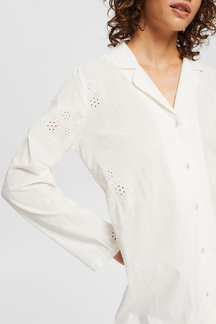 Noční košile s květinovou výšivkou, OFF WHITE, detail image number 2