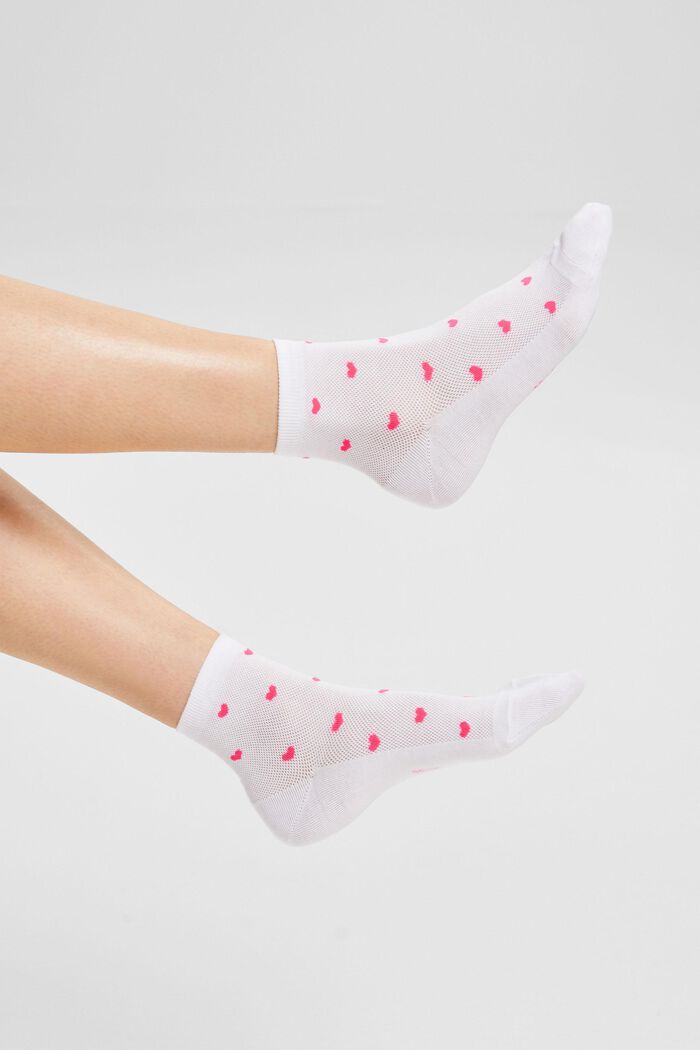 Ponožky se srdíčky, 2 páry v balení, OFF WHITE, detail image number 1