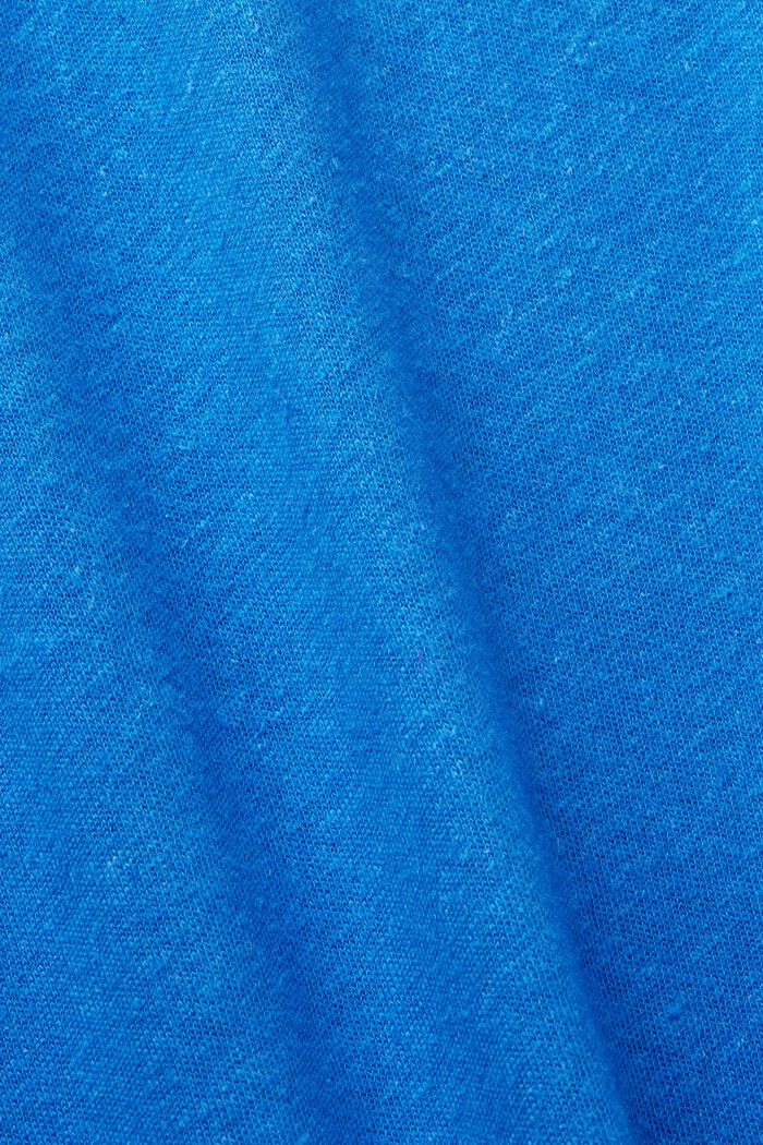 Tričko ze směsi bavlny a lnu, BRIGHT BLUE, detail image number 4