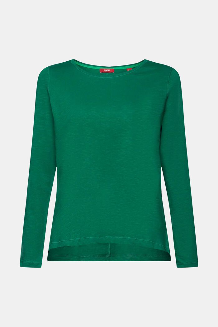 Žerzejové tričko s dlouhým rukávem, 100% bavlna, DARK GREEN, detail image number 6