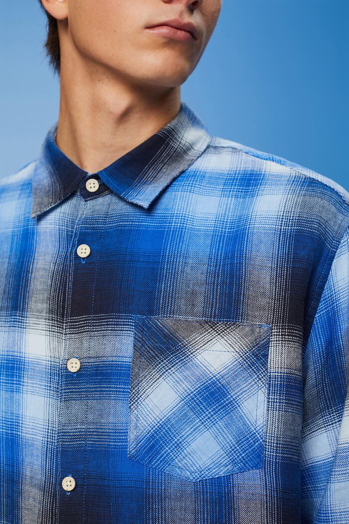 Kostkovaná košile, tartan, směs bavlny a konopí, BLUE, detail image number 2