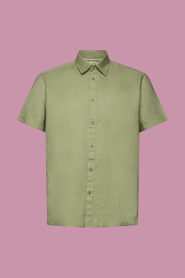 Košile, krátký rukáv, směs s bavlnou a lnem, LIGHT KHAKI, detail image number 7