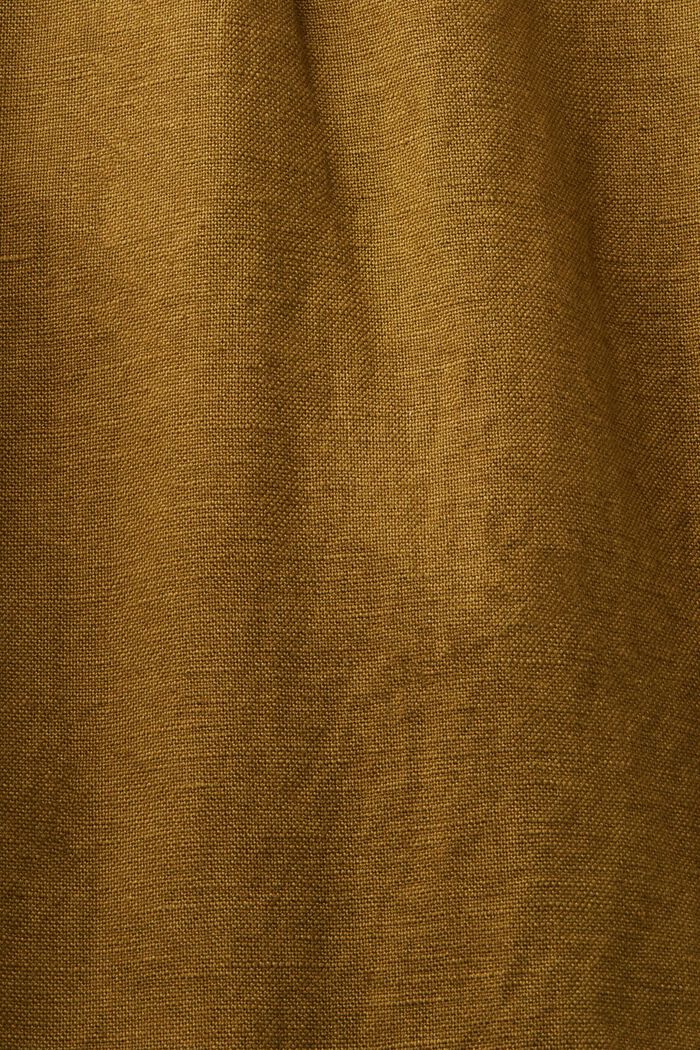 Rovné kalhoty ze směsi lnu a bavlny, OLIVE, detail image number 5