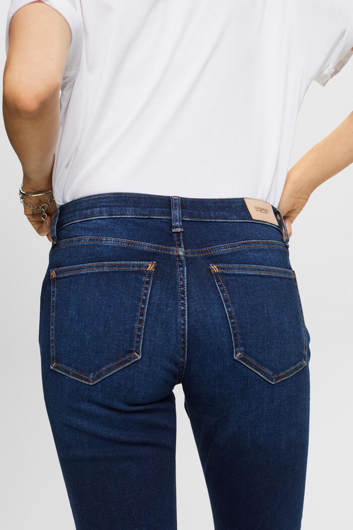 Strečové džíny s rovnými nohavicemi, bavlněná směs, BLUE DARK WASHED, detail image number 2