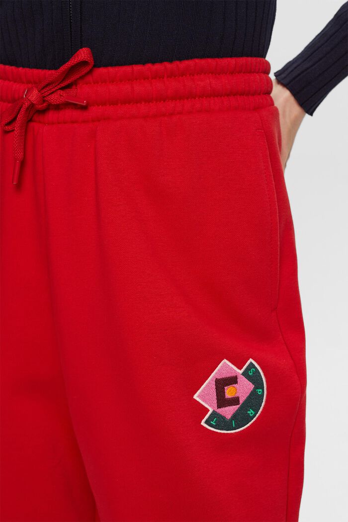 Flísové joggingové kalhoty s našitým logem, DARK RED, detail image number 2