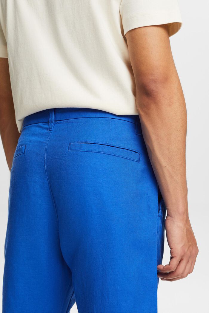 Rovné kalhoty ze směsi lnu a bavlny, BRIGHT BLUE, detail image number 3