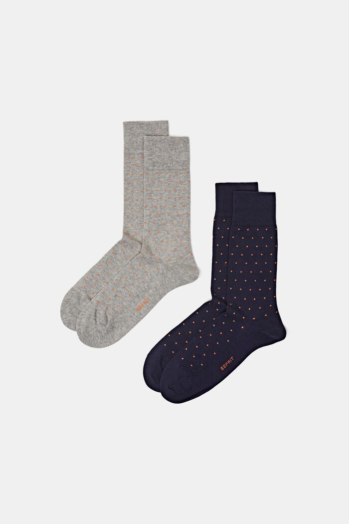 Puntíkované ponožky z hrubé pleteniny, 2 páry, GREY/NAVY, detail image number 0