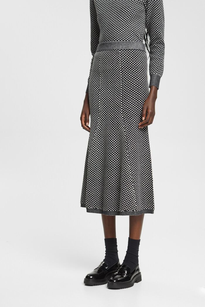 Dvoubarevná pletená sukně, LENZING™ ECOVERO™, BLACK, detail image number 0