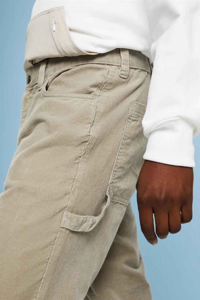 Rovné manšestrové kalhoty v carpenter stylu, PASTEL GREY, detail image number 4