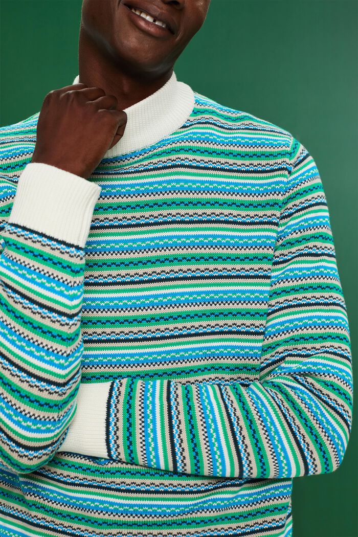 Bavlněný žakárový pulovr s krátkým rolákem, ICE, detail image number 1