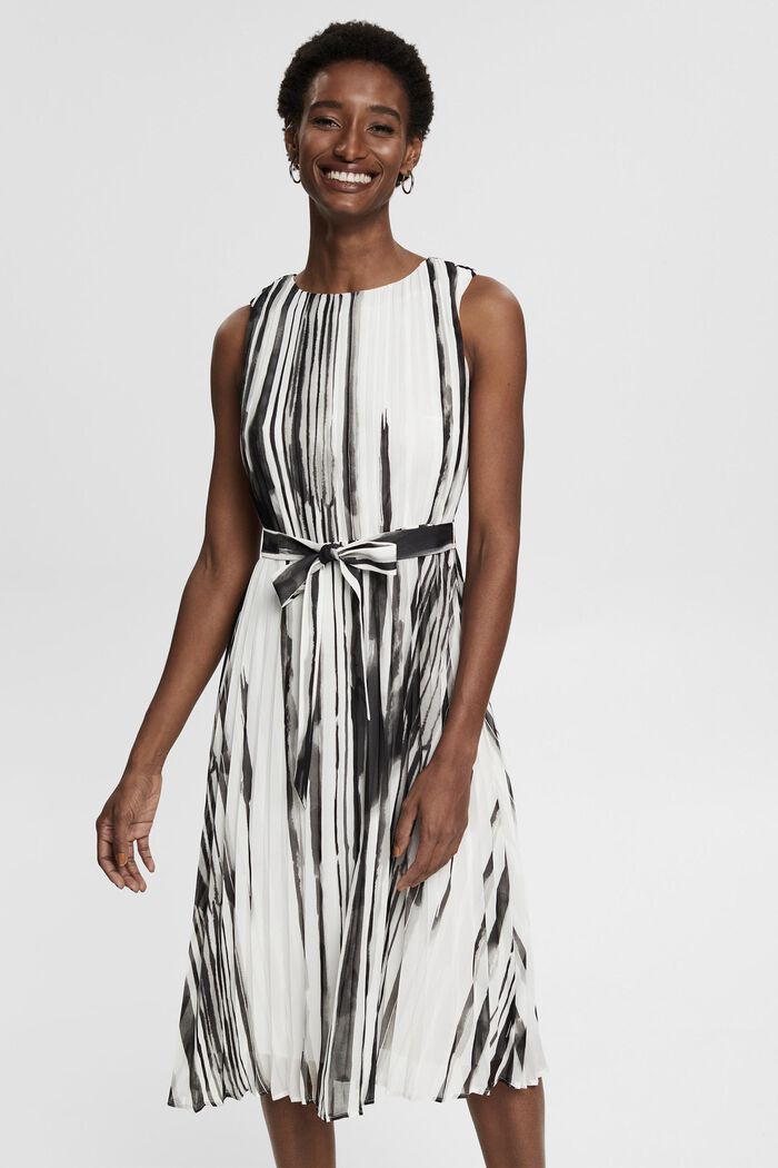 Recyklované: plisované šaty se vzorem, BLACK, detail image number 0