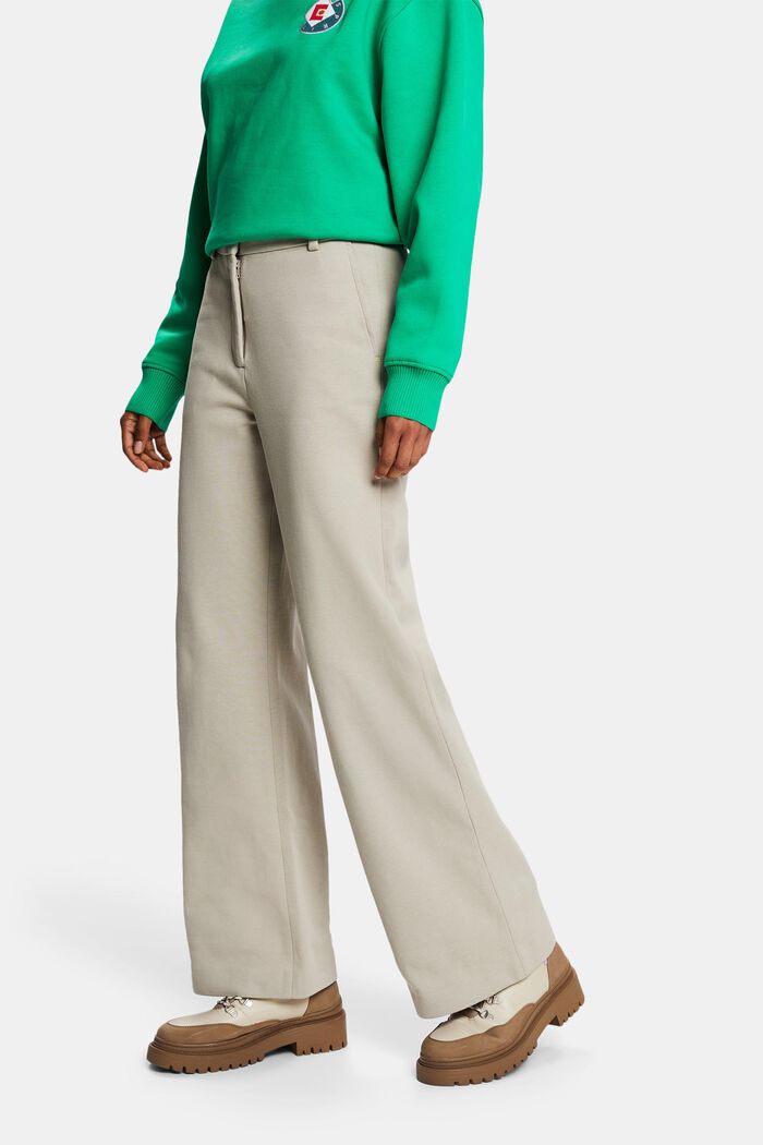 Kalhoty se širokými nohavicemi, ze směsi s bio bavlnou, LIGHT GREY, detail image number 0