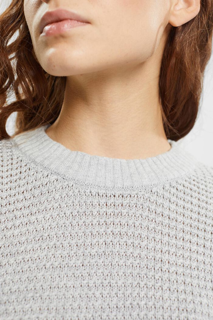 Pletený pulovr s texturou, LIGHT GREY, detail image number 2