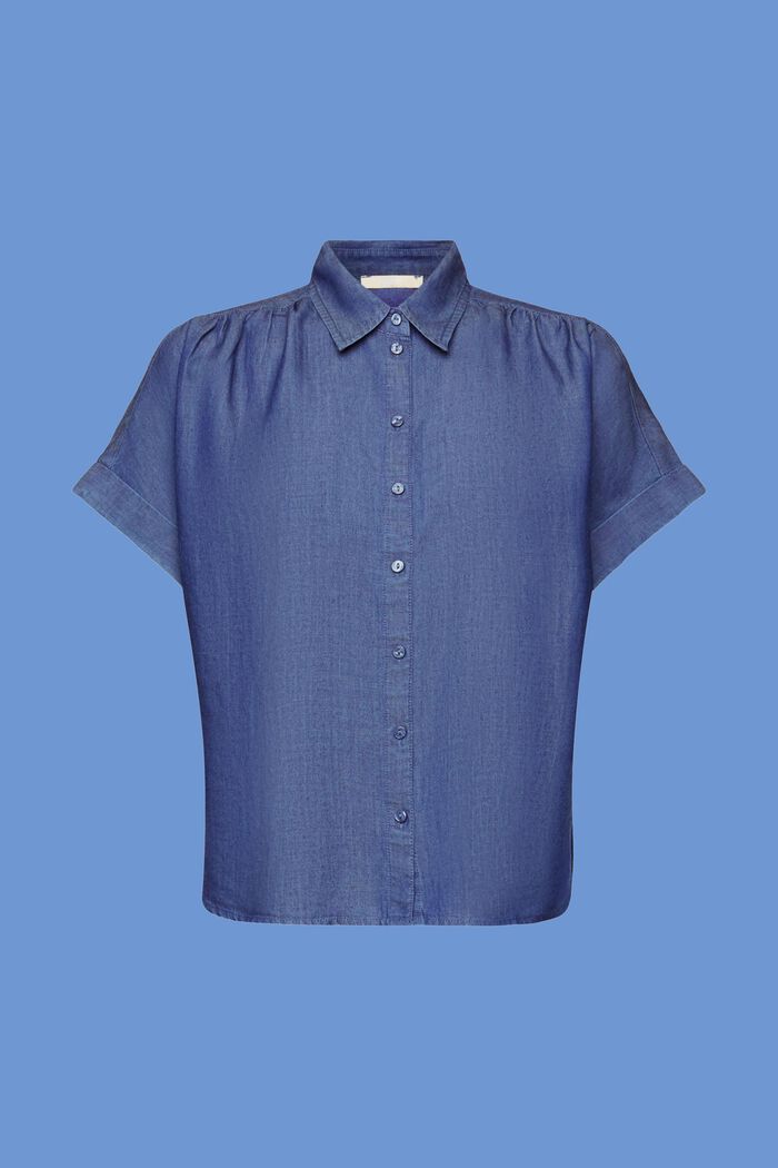 Oversize košilová halenka, TENCEL™, BLUE DARK WASHED, detail image number 7