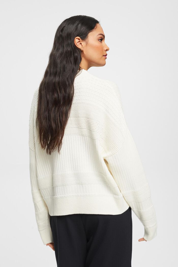 Pletený pulovr s různými vzory, OFF WHITE, detail image number 3