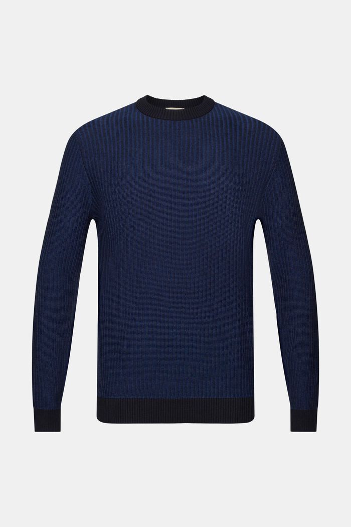 Dvoubarevný pulovr z žebrové pleteniny, NAVY, detail image number 6