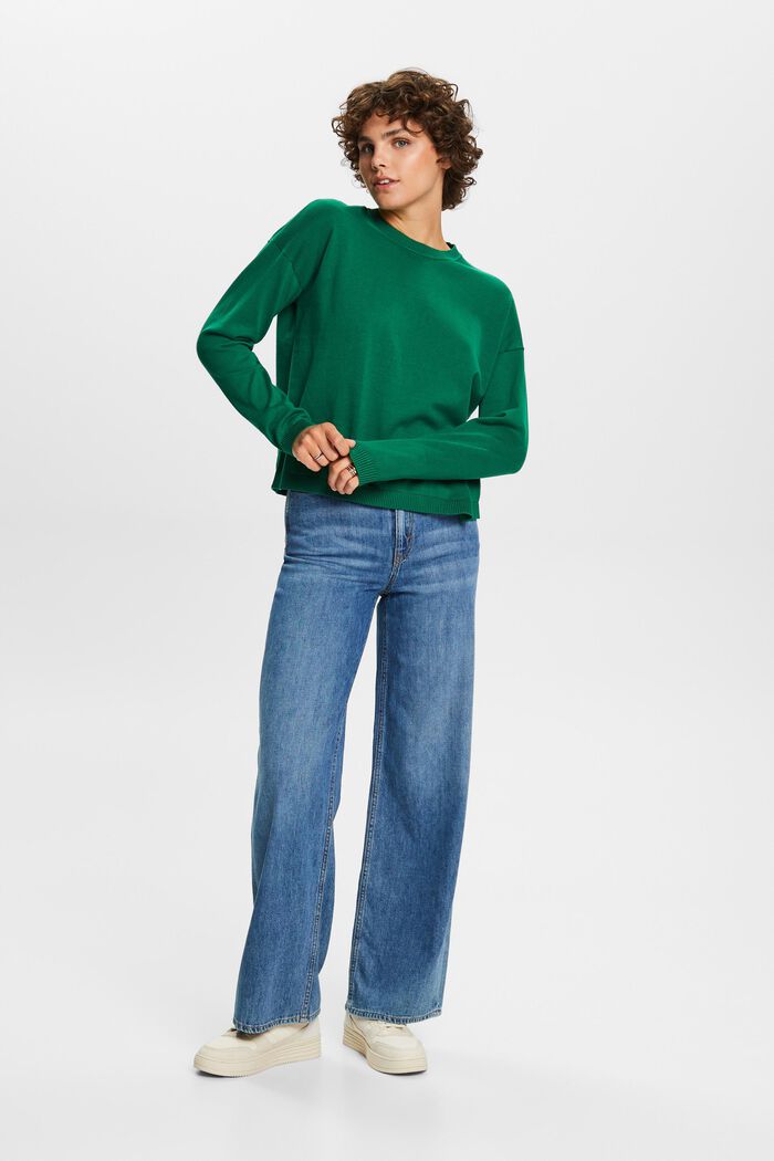 Oversize pulovr, 100 % bavlna, DARK GREEN, detail image number 5