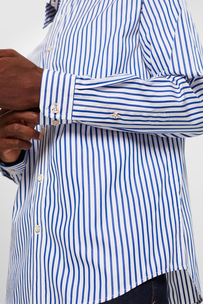 Pruhovaná košile z bavlněného popelínu, BRIGHT BLUE, detail image number 5