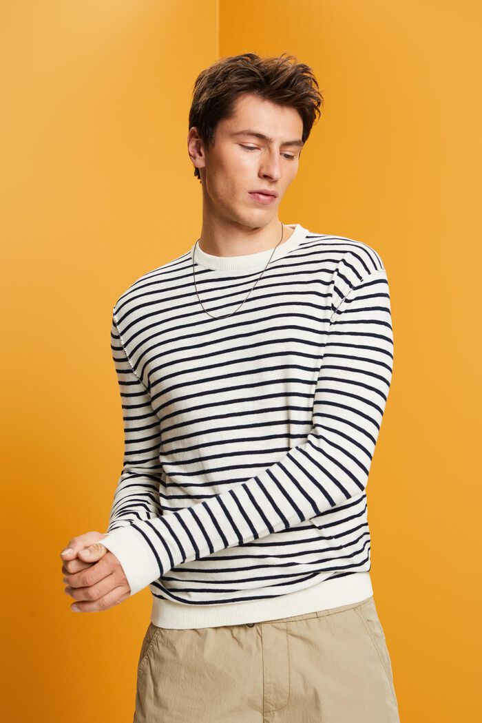 Pruhovaný pulovr ze směsi bavlny a lnu, ICE, detail image number 0