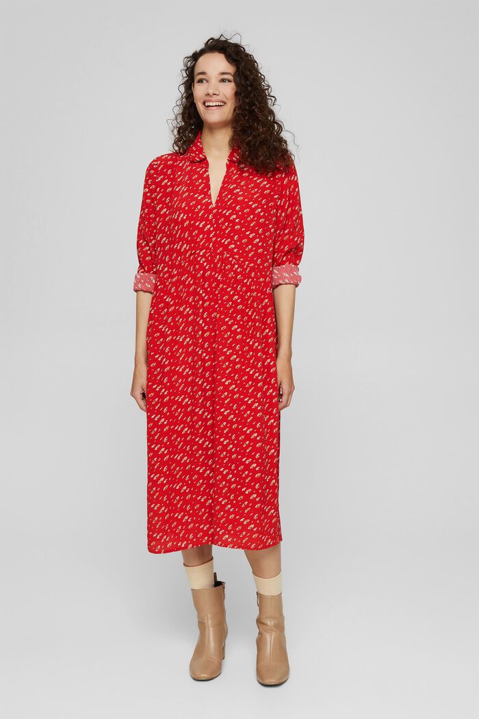 Květované midi šaty z materiálu LENZING™ ECOVERO™, RED, detail image number 0