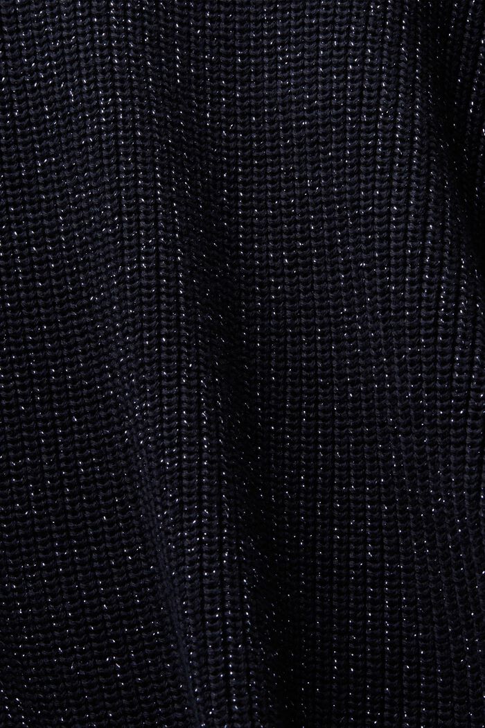 Pulovr z žebrové pleteniny z lamé, NAVY, detail image number 4