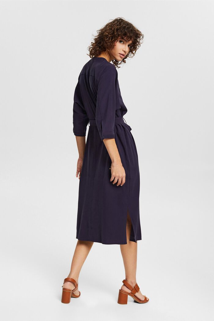 Midi šaty s knoflíkovou lištou, z vláken LENZING™ ECOVERO™, NAVY, detail image number 2