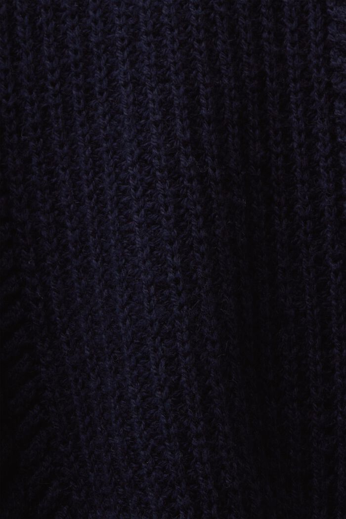 Pletený pulovr s copánkovým vzorem a s nízkým rolákem, NAVY, detail image number 6