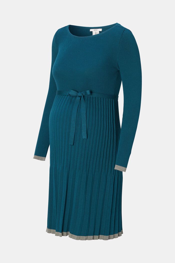 Plisované pletené šaty, bio bavlna, ATLANTIC BLUE, detail image number 1