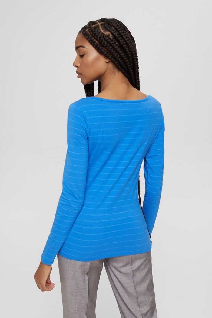 Tričko s dlouhým rukávem a pruhy, směs bio bavlny, BLUE, detail image number 3