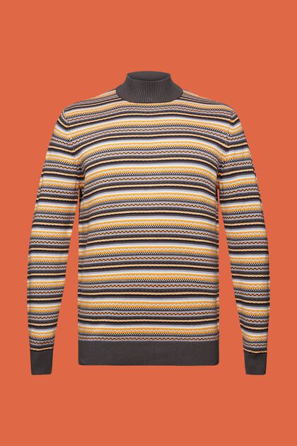 Bavlněný žakárový pulovr s krátkým rolákem