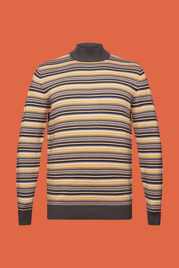 Bavlněný žakárový pulovr s krátkým rolákem, DARK GREY, detail image number 6