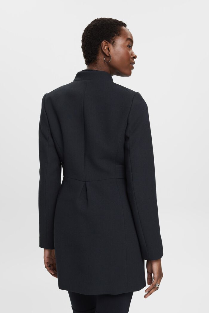 Vypasovaný kabát s límcem s obrácenými klopami, BLACK, detail image number 3