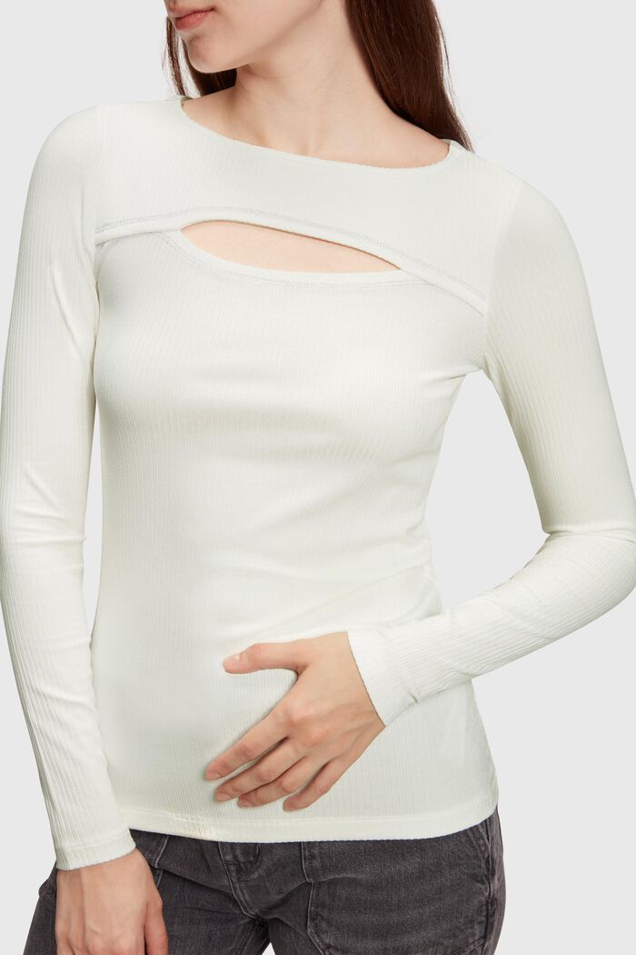 Tričko s dlouhým rukávem a prostřihem, LENZING™ ECOVERO™, OFF WHITE, detail image number 2