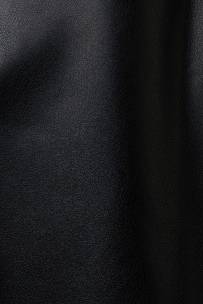 Kalhoty v úzkém střihu s vysokým pasem, z imitace kůže, BLACK, detail image number 5