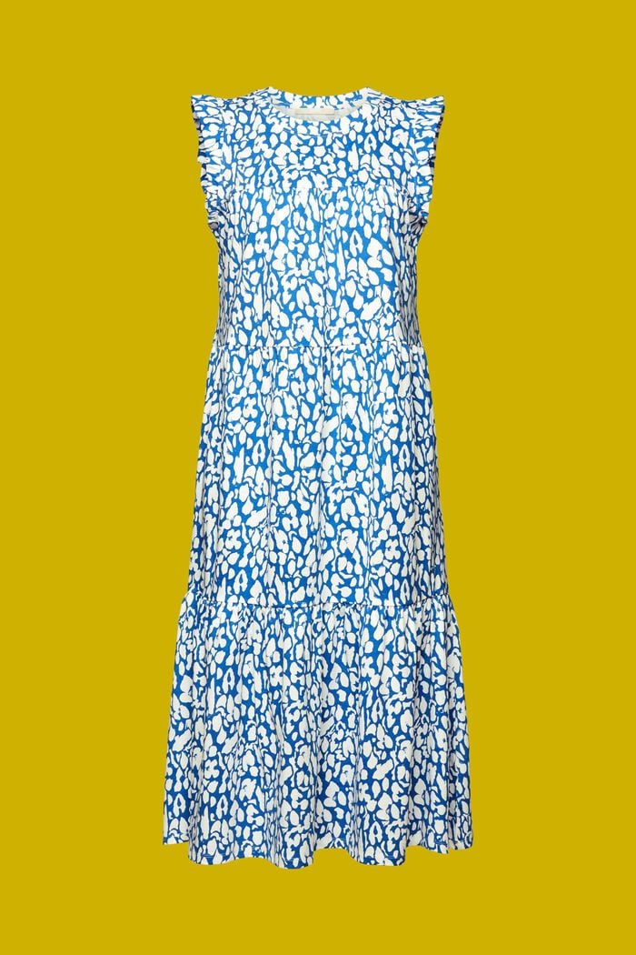 Vzorované žerzejové midi šaty, 100% bavlna, BRIGHT BLUE, detail image number 6