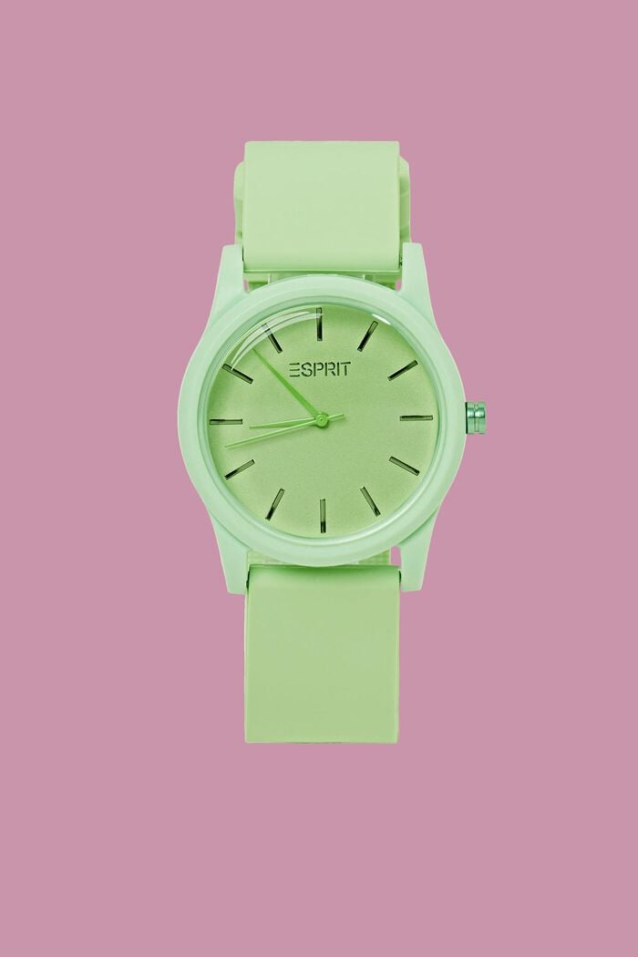 Plastové hodinky s gumovým řemínkem, LIGHT GREEN, detail image number 0
