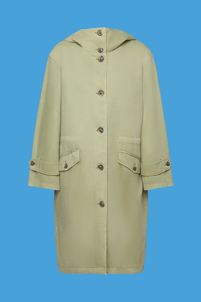 Kabát s kapucí, se šňůrkou na stažení v pase, LIGHT KHAKI, detail image number 7