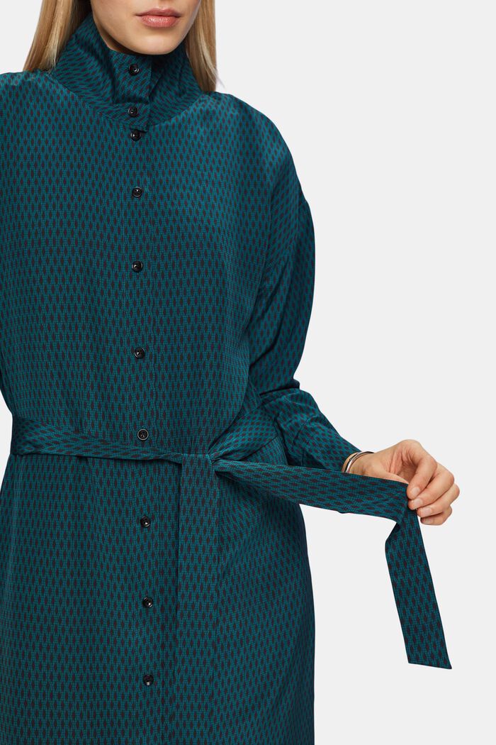 Hedvábné košilové šaty, EMERALD GREEN, detail image number 3
