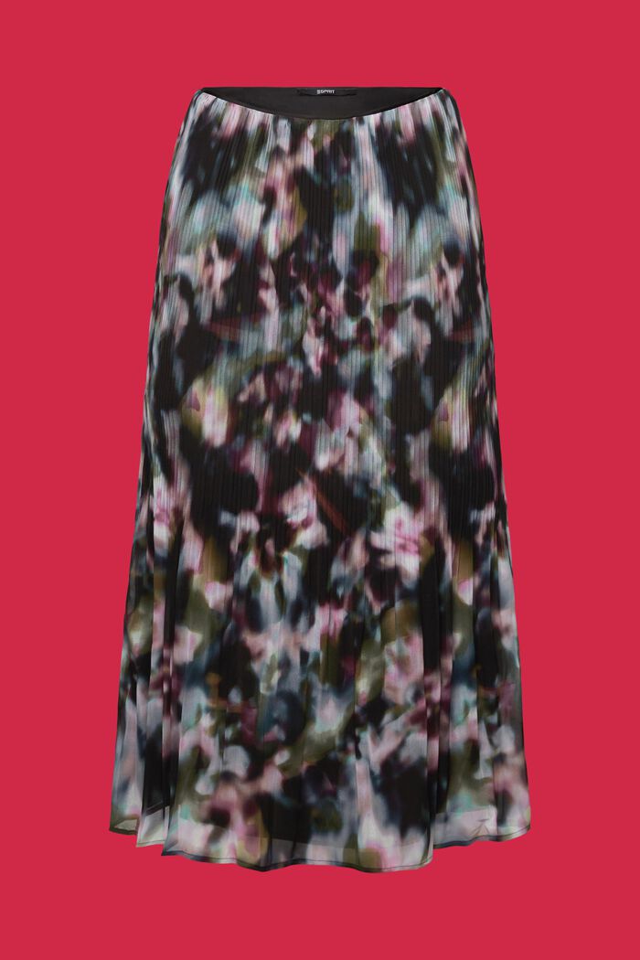 Plisovaná midi sukně z potištěného šifonu, BLACK, detail image number 5