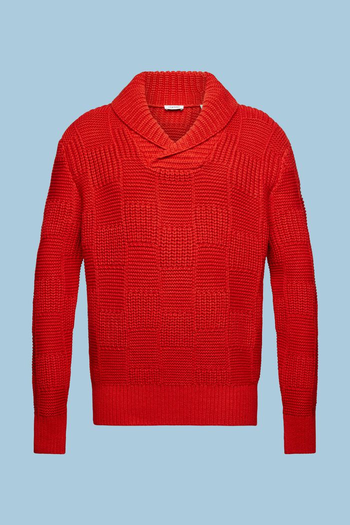 Pulovr z hrubé pleteniny, s šálovým límcem, DARK RED, detail image number 6