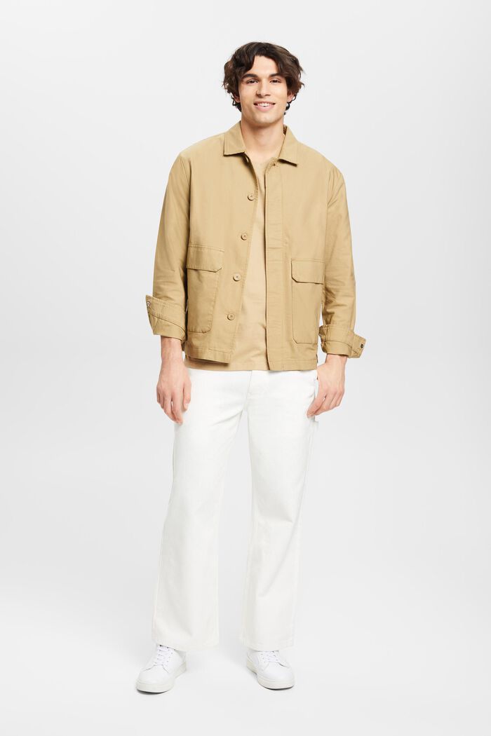 Košilová bunda, kapsy s klopami, KHAKI BEIGE, detail image number 4