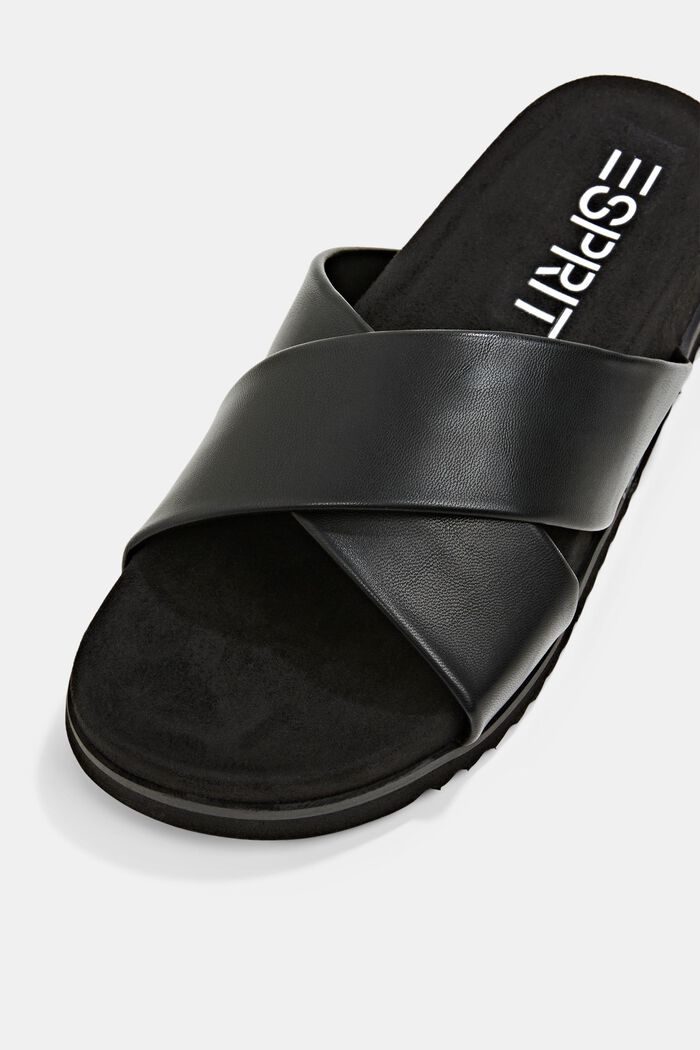 Pantofle z imitace kůže, BLACK, detail image number 3