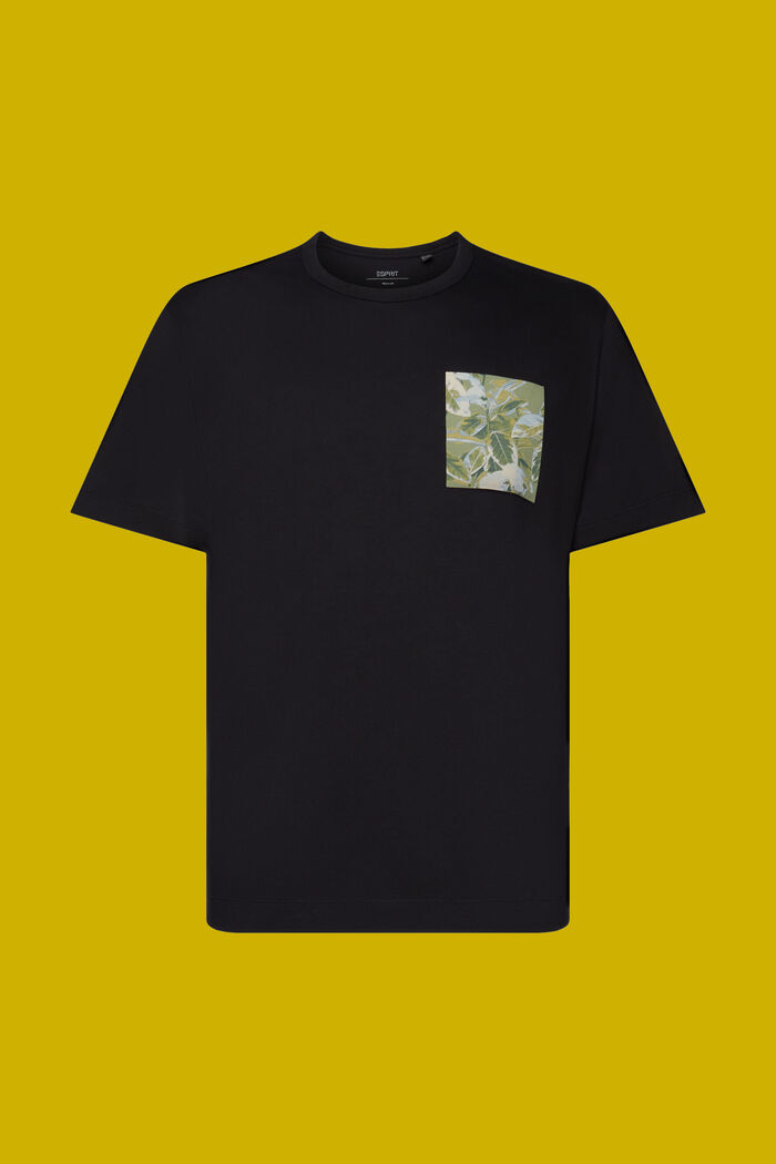 Žerzejové tričko s potiskem na hrudi, 100% bavlna, BLACK, detail image number 7