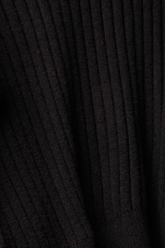 Žebrovaný svetr s vysokým přiléhavým límcem, BLACK, detail image number 4