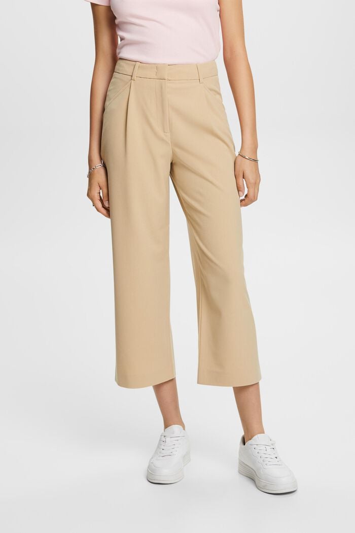 Kalhotová sukně s vysokým pasem a sklady v pase, SAND, detail image number 0