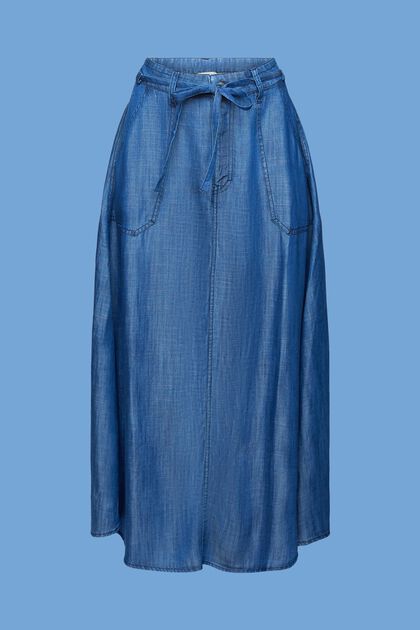 Z materiálu TENCEL™: midi sukně z imitace džínoviny