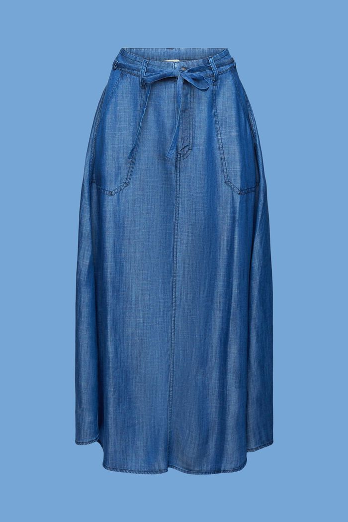 Z materiálu TENCEL™: midi sukně z imitace džínoviny, BLUE MEDIUM WASHED, detail image number 6