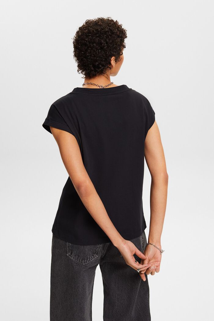 Tričko se špičatým výstřihem, BLACK, detail image number 2