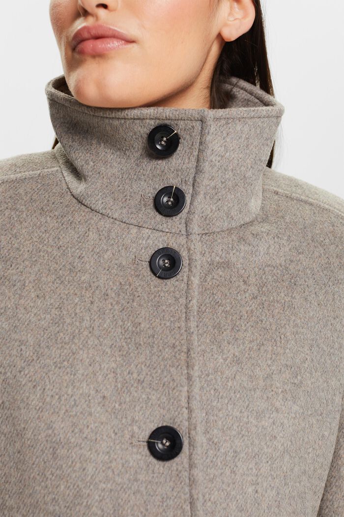 Kartáčovaný vlněný kabát, TAUPE, detail image number 3