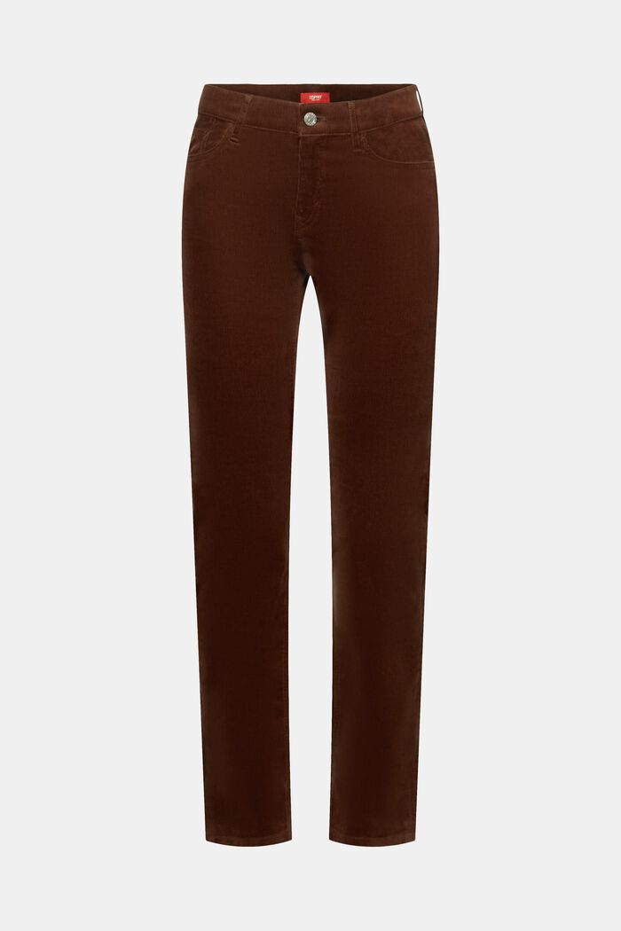 Úzké manšestrové kalhoty se středně vysokým pasem, BROWN, detail image number 6
